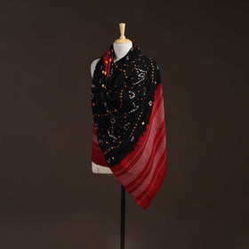 Kutch handwoven bandhani merino wool shawl 13 - handcrafted