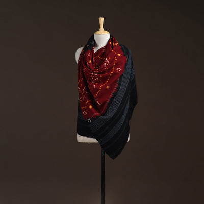 Kutch handwoven bandhani merino wool shawl 14 - handcrafted