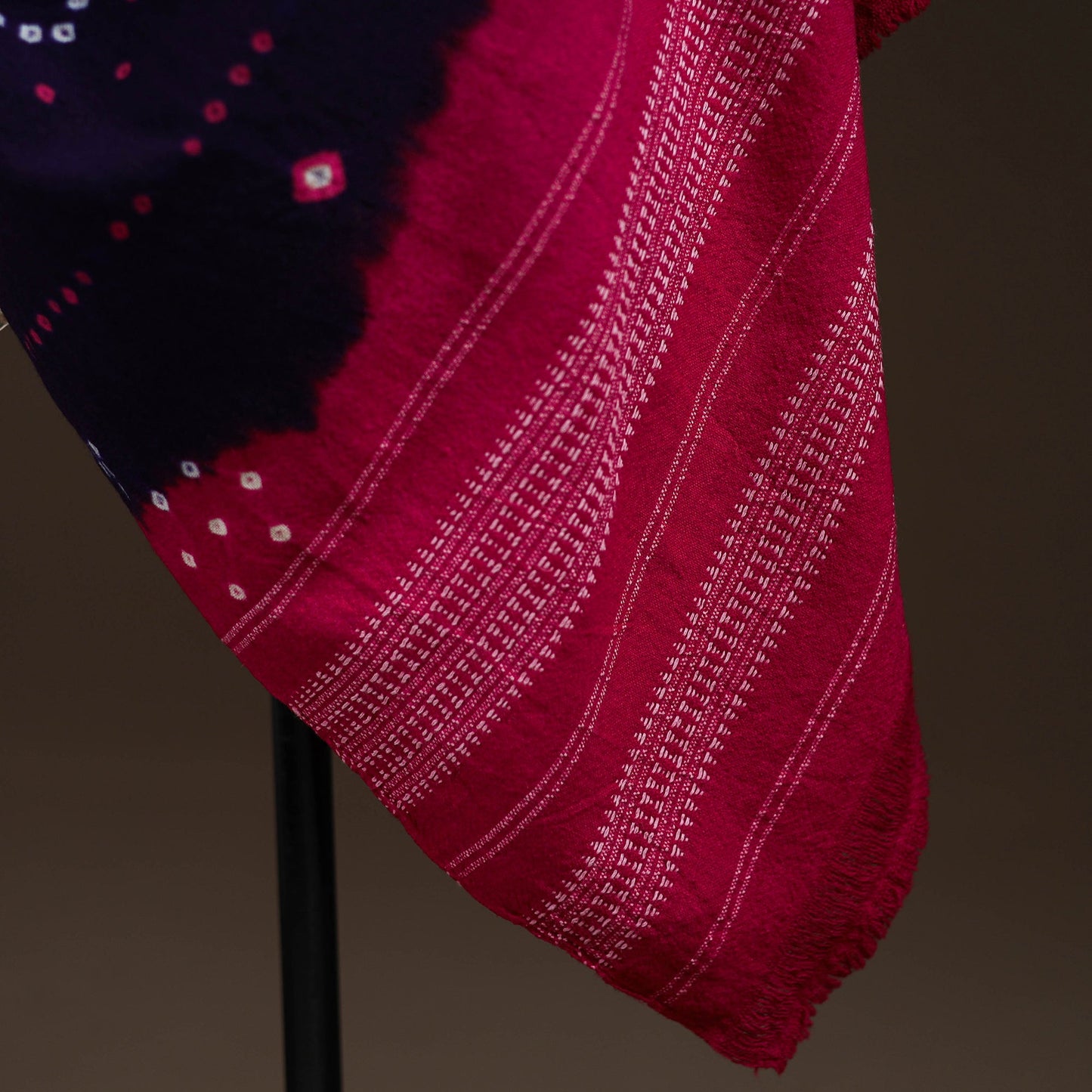 Kutch handwoven bandhani merino wool shawl 15 - handcrafted
