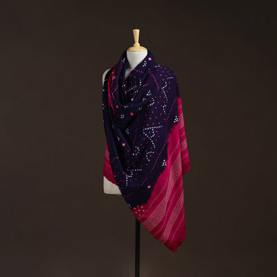 Kutch handwoven bandhani merino wool shawl 15 - handcrafted