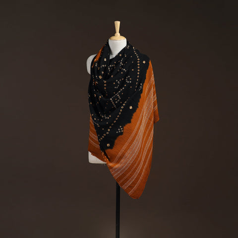 Kutch handwoven bandhani merino wool shawl 17 - handcrafted