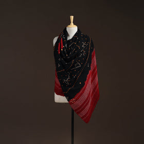 Kutch handwoven bandhani merino wool shawl 18 - handcrafted