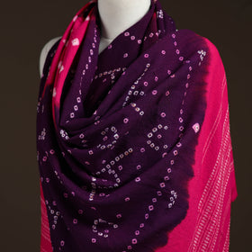 Kutch handwoven bandhani merino wool shawl 19 - handcrafted