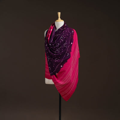 Kutch handwoven bandhani merino wool shawl 19 - handcrafted