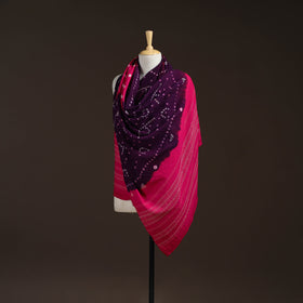 Kutch handwoven bandhani merino wool shawl 19 - handcrafted