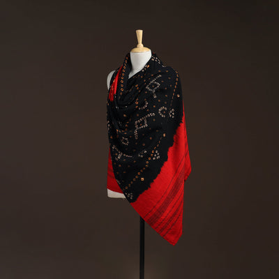 Kutch handwoven bandhani merino wool shawl 20 - handcrafted