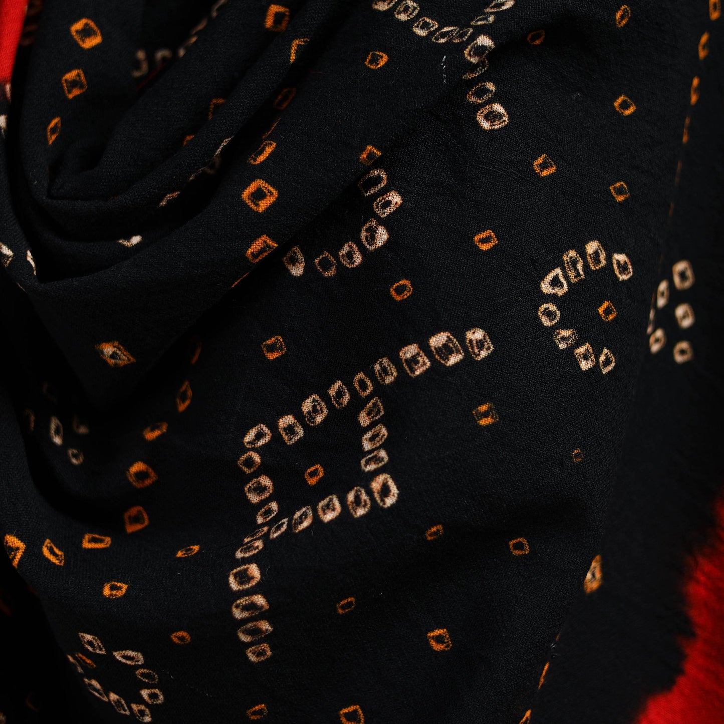 Kutch handwoven bandhani merino wool shawl 20 - handcrafted