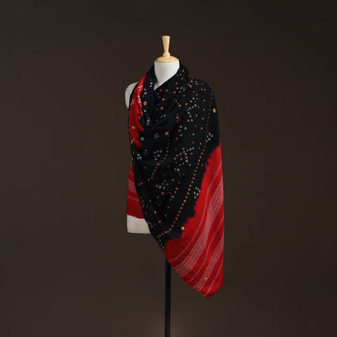 Kutch handwoven bandhani merino wool shawl 21 - handcrafted