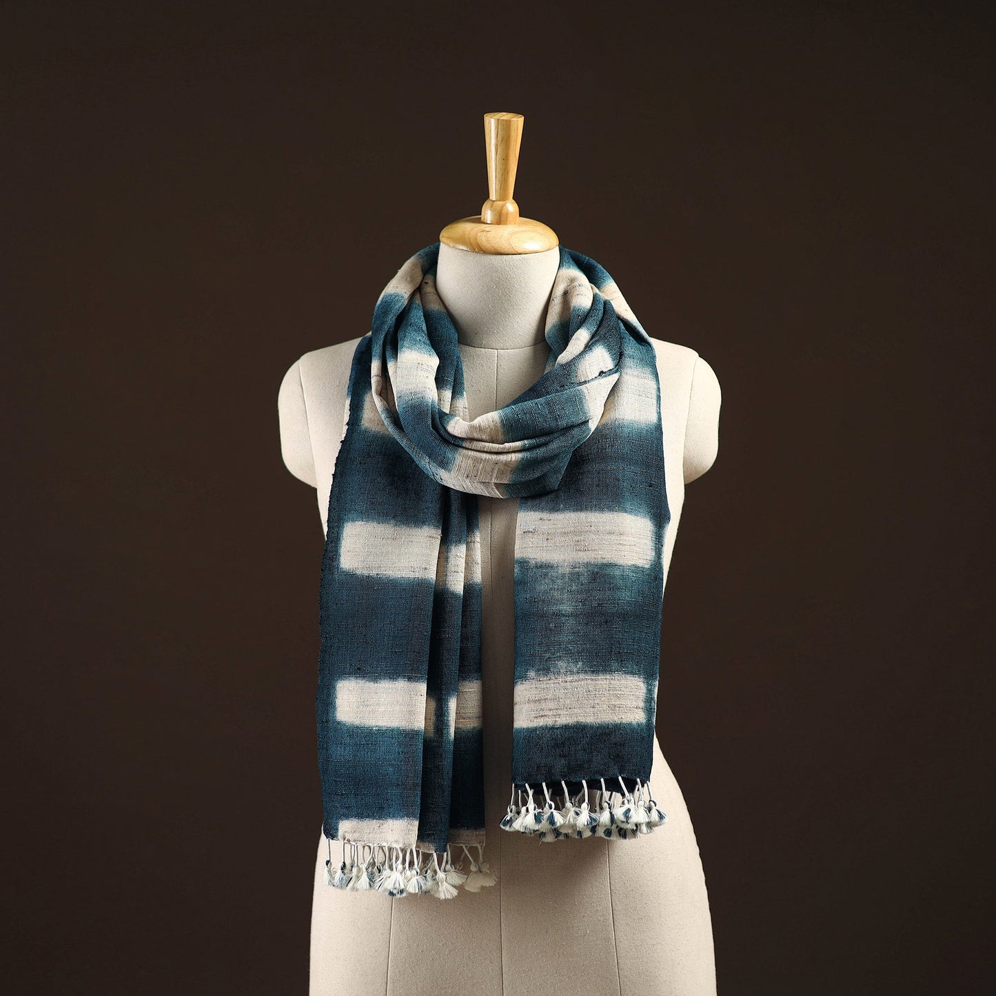 Kutch handwoven clamp dyed merino wool x katia silk shibori