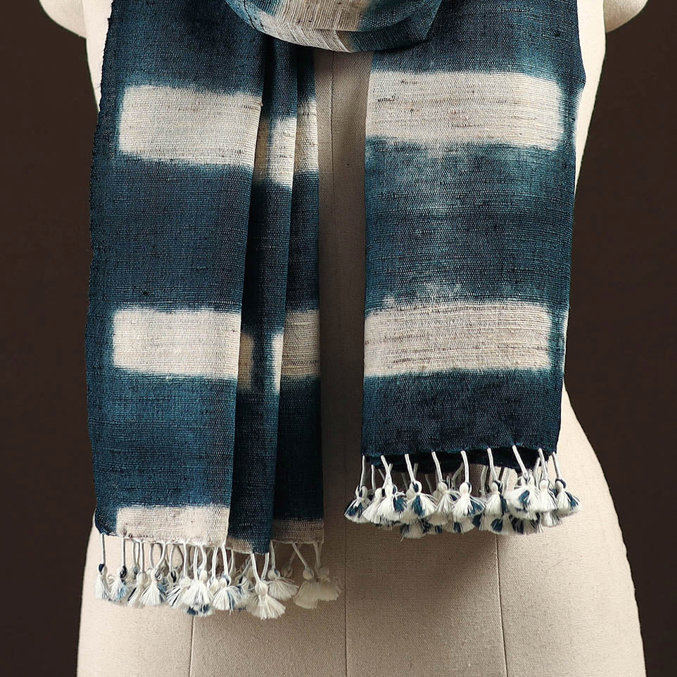 Kutch handwoven clamp dyed merino wool x katia silk shibori