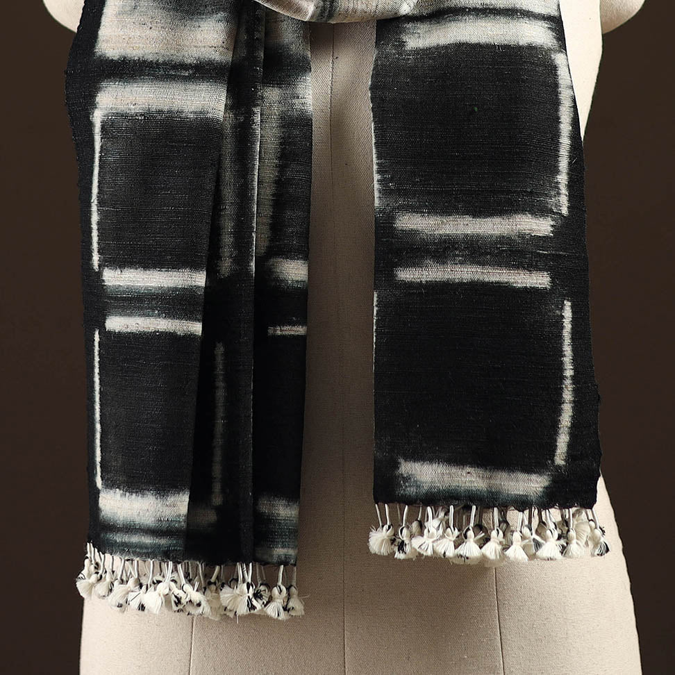 Kutch handwoven clamp dyed merino wool x katia silk shibori