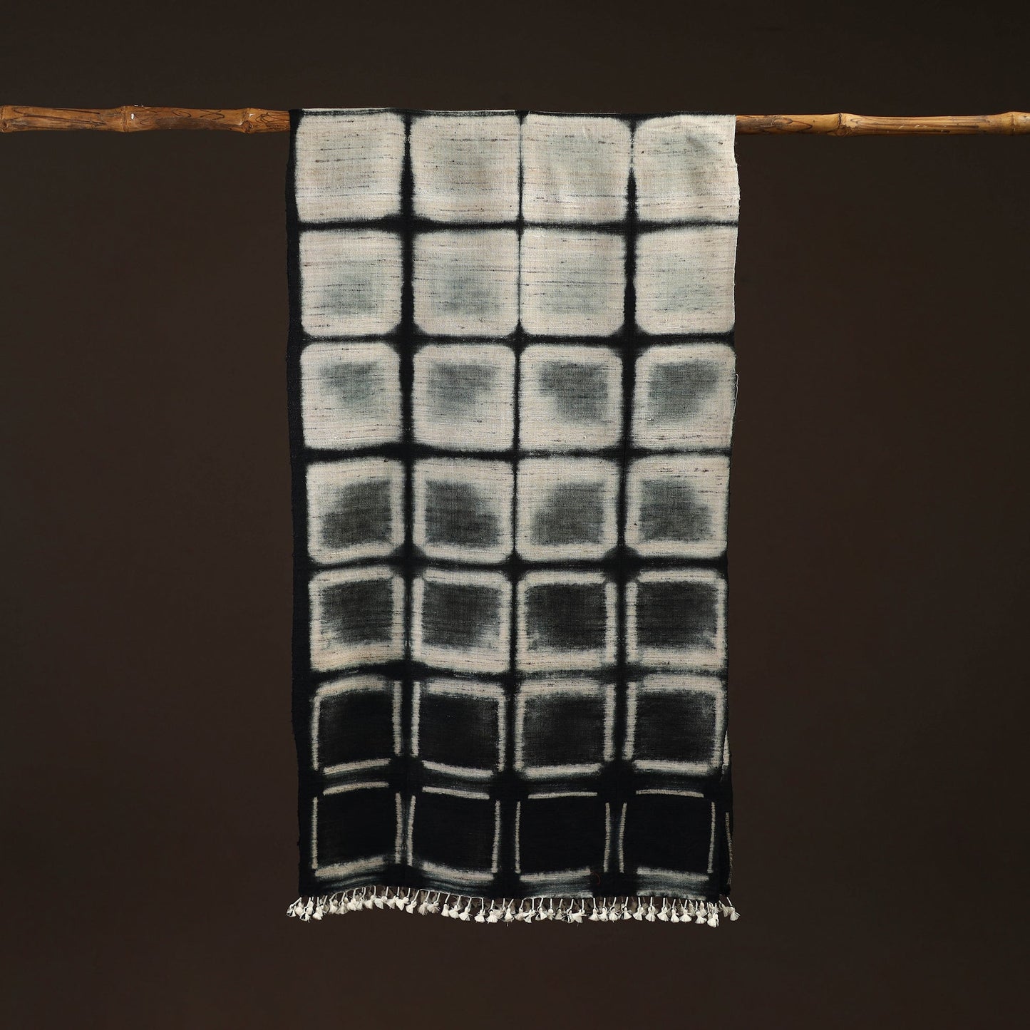 Kutch handwoven clamp dyed merino wool x katia silk shibori