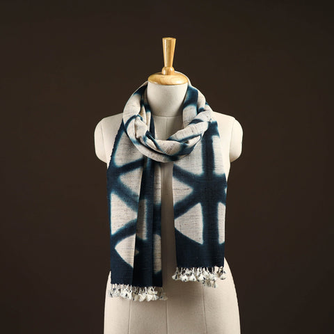 Kutch handwoven clamp dyed merino wool x katia silk shibori