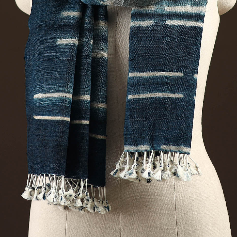 Kutch handwoven clamp dyed merino wool x katia silk shibori