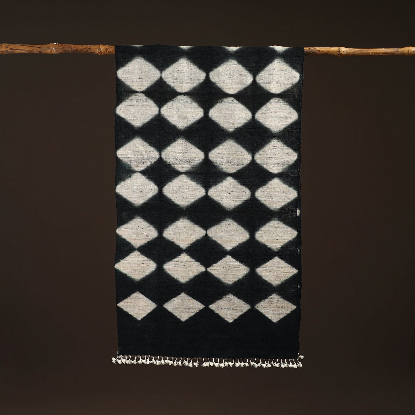 Kutch handwoven clamp dyed merino wool x katia silk shibori