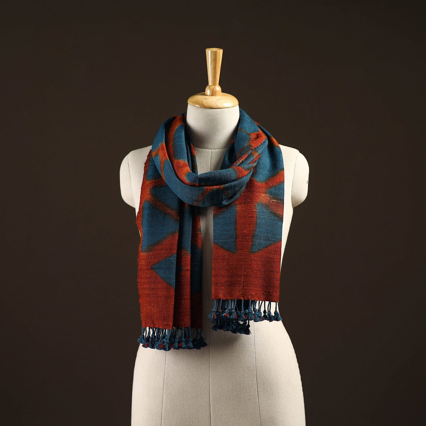 Kutch handwoven clamp dyed merino wool x katia silk shibori