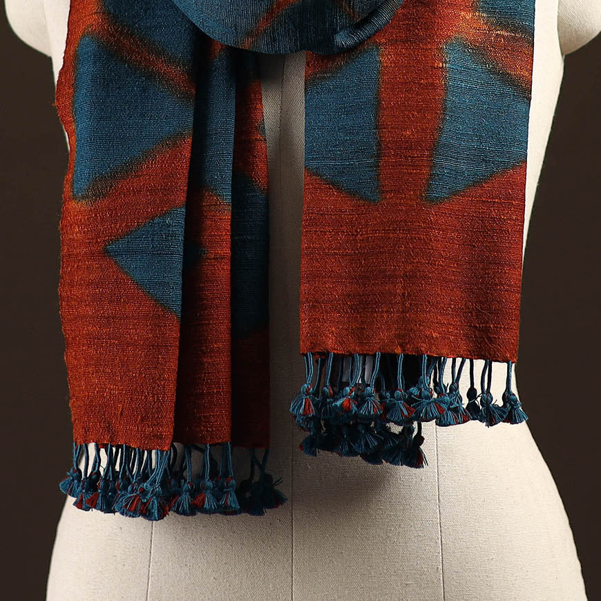 Kutch handwoven clamp dyed merino wool x katia silk shibori
