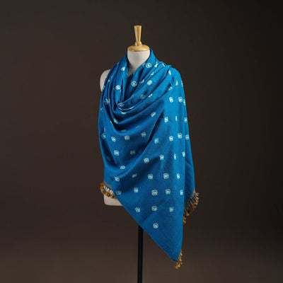Kutch handwoven merino wool bandhani tie-dye shawl 124