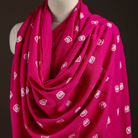 Kutch handwoven merino wool bandhani tie-dye shawl 125