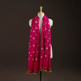 Kutch handwoven merino wool bandhani tie-dye shawl 125