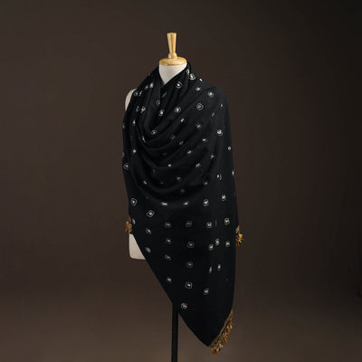 Kutch handwoven merino wool bandhani tie-dye shawl 127