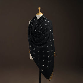 Kutch handwoven merino wool bandhani tie-dye shawl 127