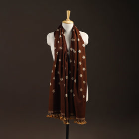 Kutch handwoven merino wool bandhani tie-dye shawl 129