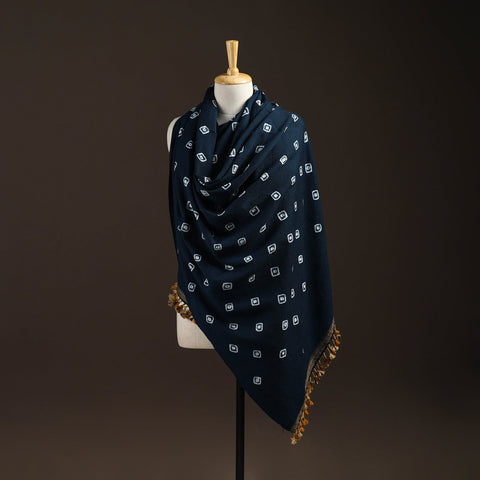 Kutch handwoven merino wool bandhani tie-dye shawl 131