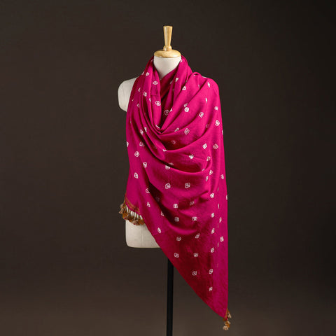 Kutch handwoven merino wool bandhani tie-dye shawl 136