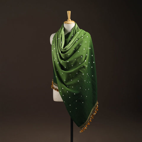 Kutch handwoven merino wool bandhani tie-dye shawl 137