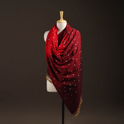 Kutch handwoven merino wool bandhani tie-dye shawl 138