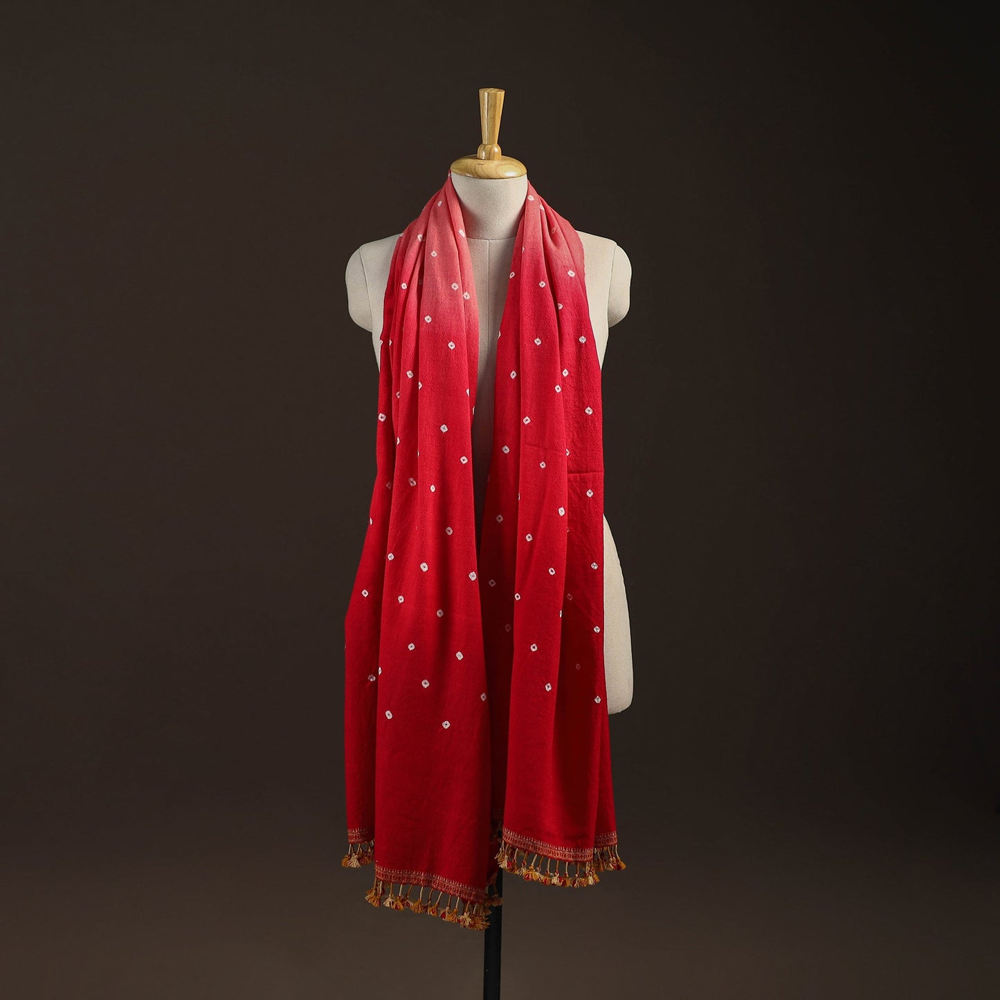 Kutch handwoven merino wool bandhani tie-dye shawl 140