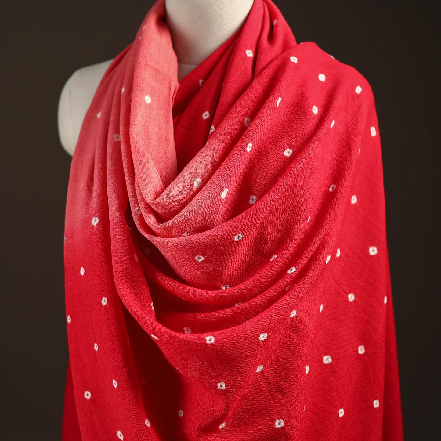 Kutch handwoven merino wool bandhani tie-dye shawl 140