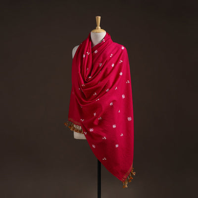 Kutch handwoven merino wool bandhani tie-dye shawl 26