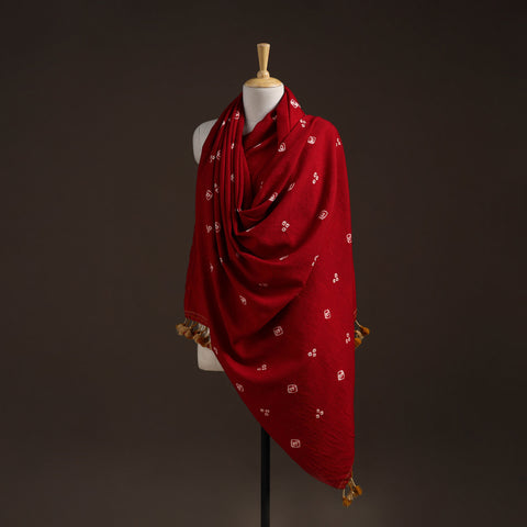Kutch handwoven merino wool bandhani tie-dye shawl 27