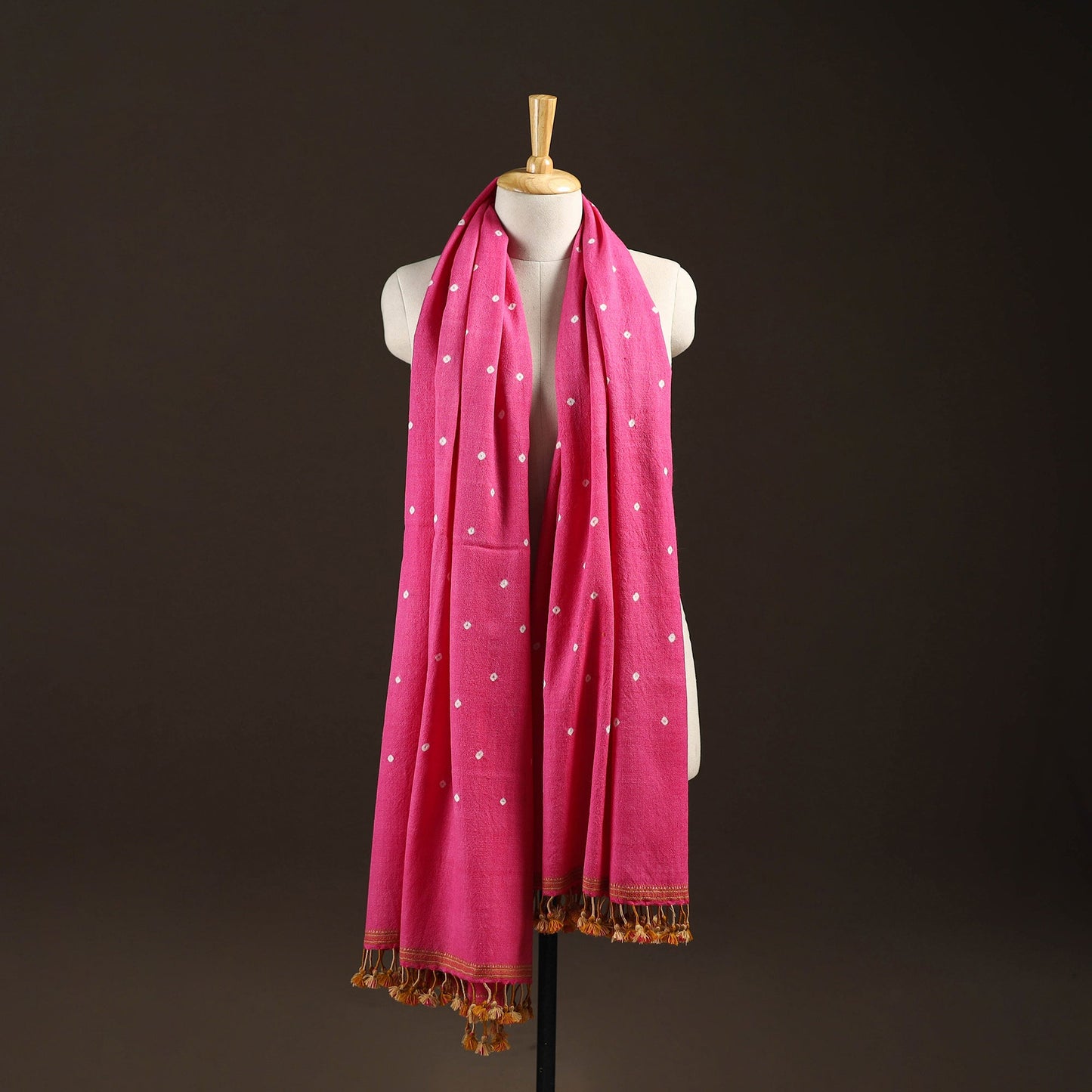 Kutch handwoven merino wool bandhani tie-dye shawl 78