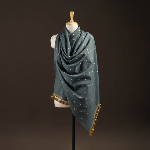 Kutch handwoven merino wool bandhani tie-dye shawl 82