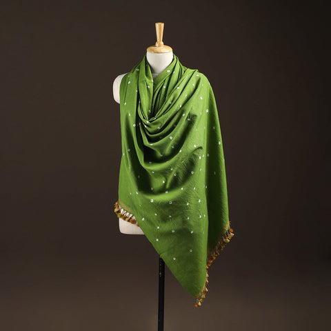 Kutch handwoven merino wool bandhani tie-dye shawl 85