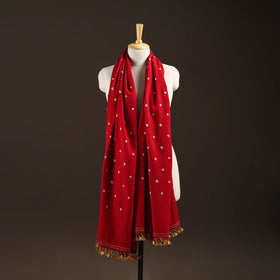 Kutch handwoven merino wool bandhani tie-dye shawl 86