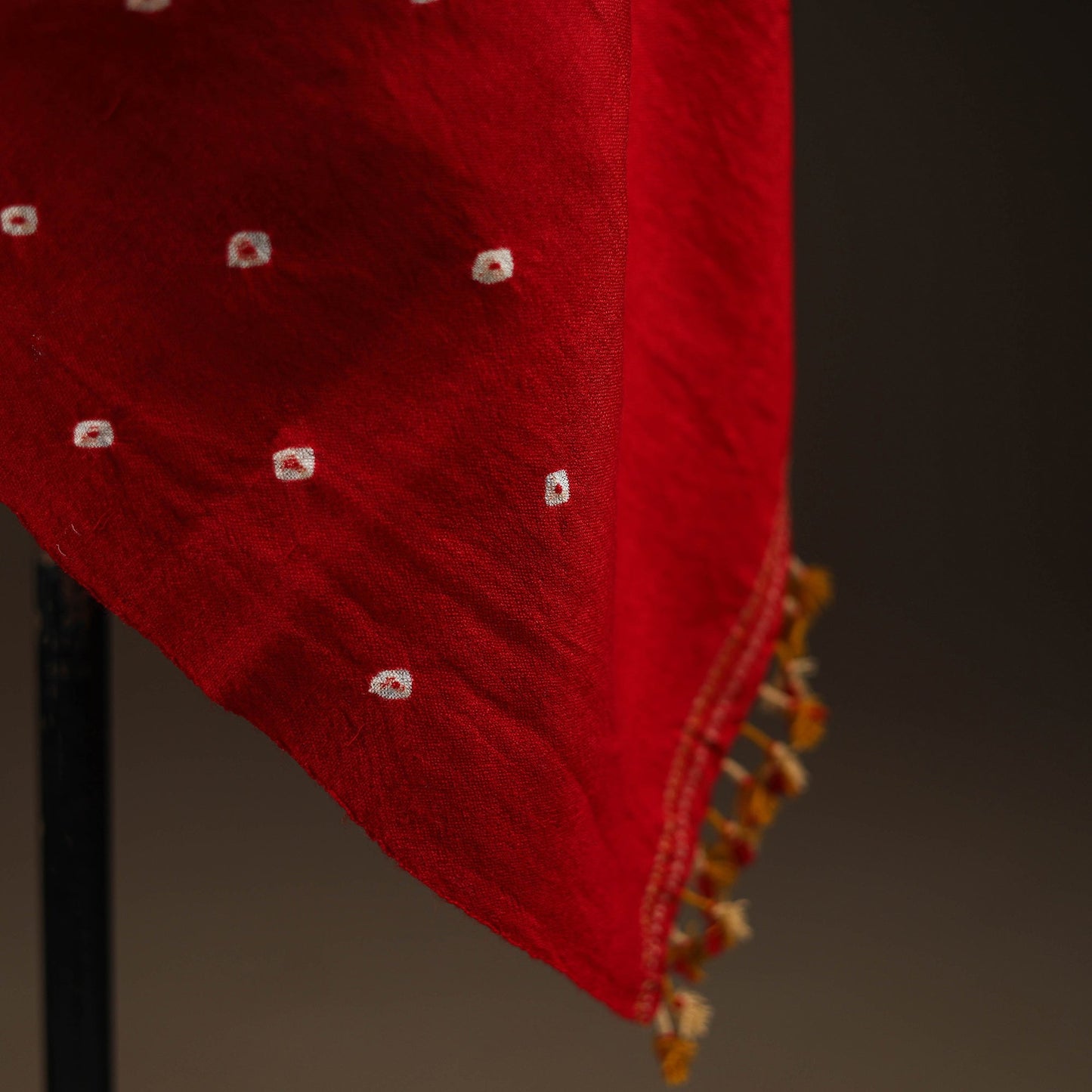 Kutch handwoven merino wool bandhani tie-dye shawl 86