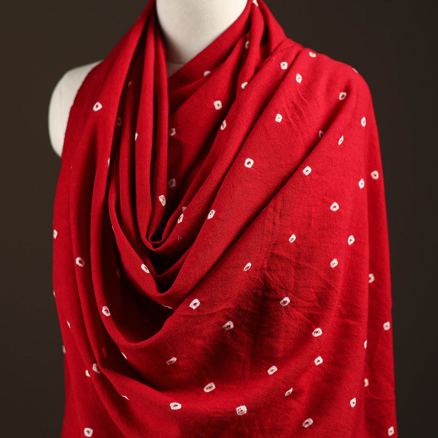 Kutch handwoven merino wool bandhani tie-dye shawl 86