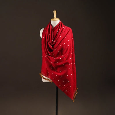 Kutch handwoven merino wool bandhani tie-dye shawl 86