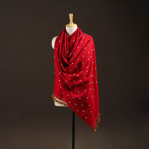 Kutch handwoven merino wool bandhani tie-dye shawl 86