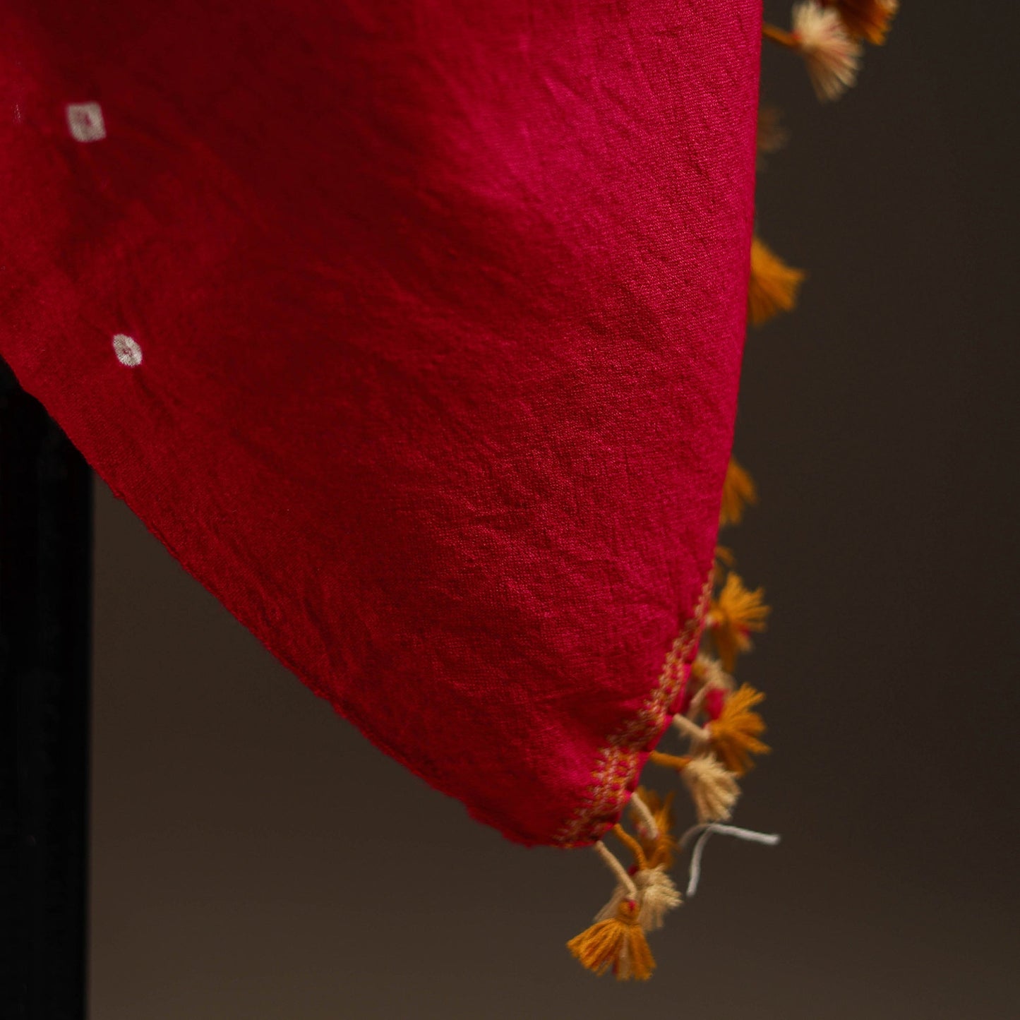 Kutch handwoven merino wool bandhani tie-dye shawl 87