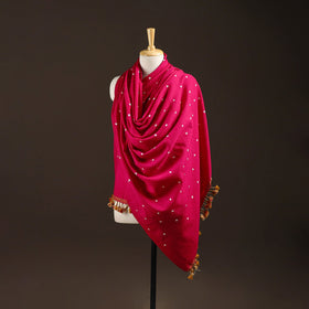 Kutch handwoven merino wool bandhani tie-dye shawl 87