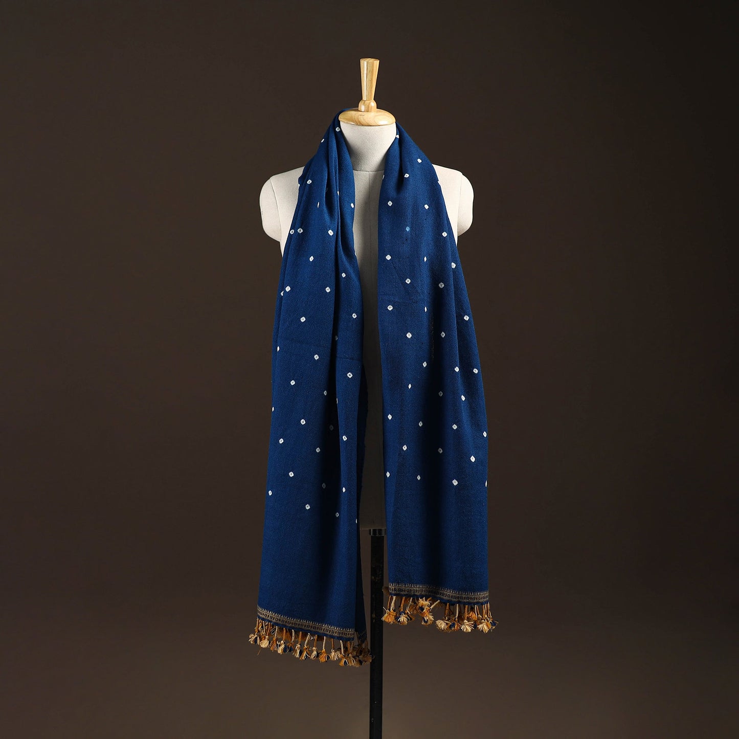 Kutch handwoven merino wool bandhani tie-dye shawl 88