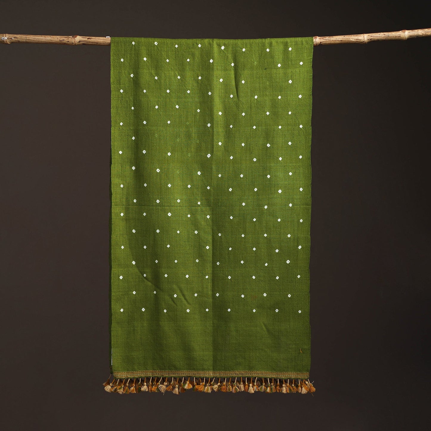 Kutch handwoven merino wool bandhani tie-dye stole 163