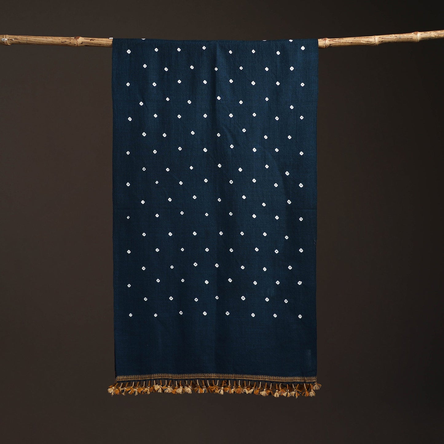 Kutch handwoven merino wool bandhani tie-dye stole 164