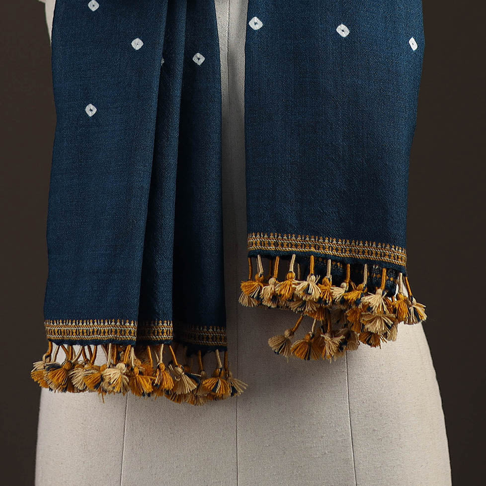 Kutch handwoven merino wool bandhani tie-dye stole 164