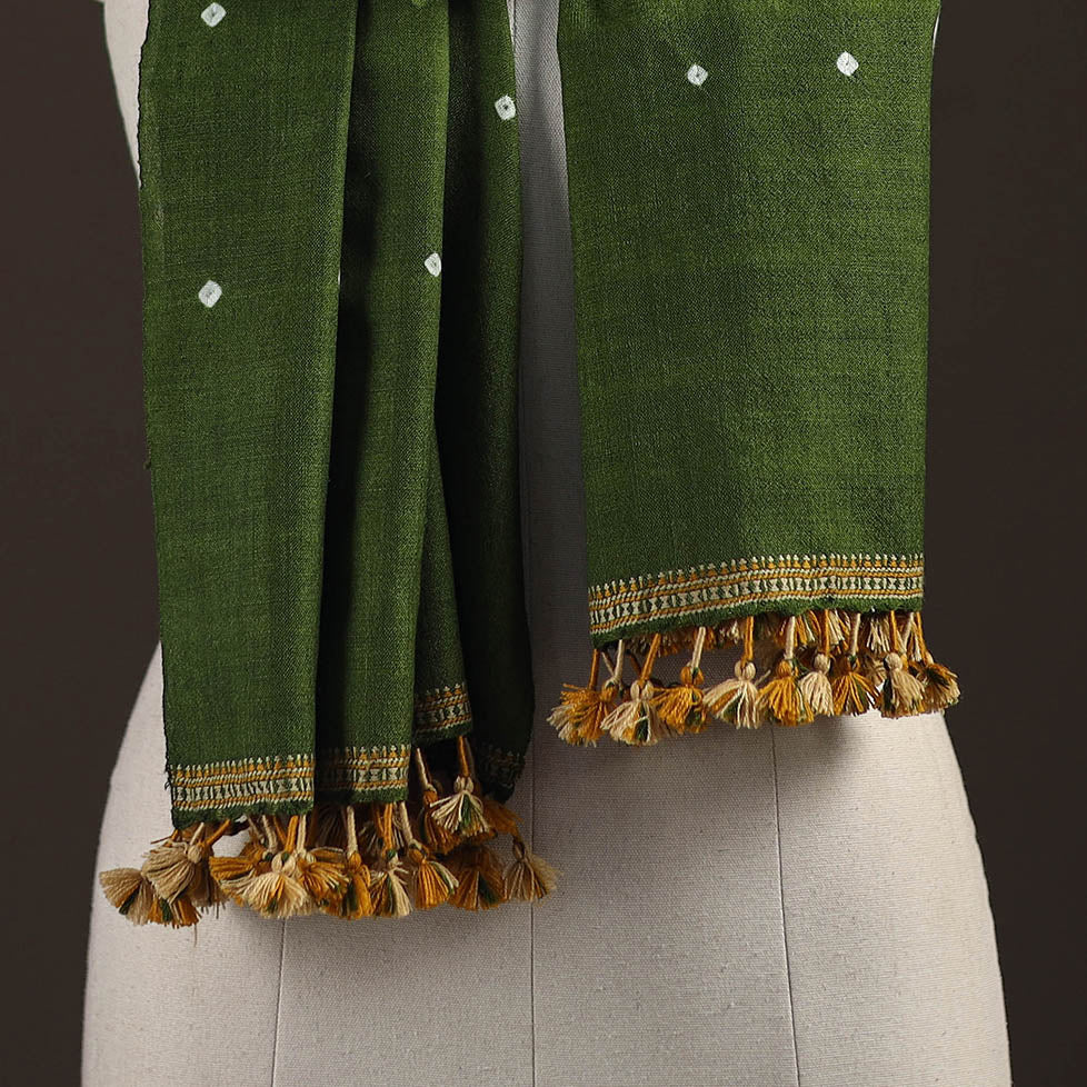 Kutch handwoven merino wool bandhani tie-dye stole 165